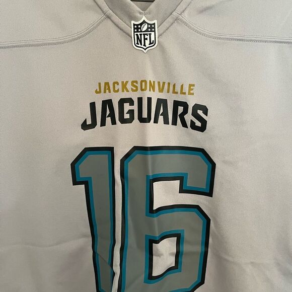 NFL JAGUARS Gray and Blue Jersey with V-Neck and Shoulder Accents - Picture 2 of 10